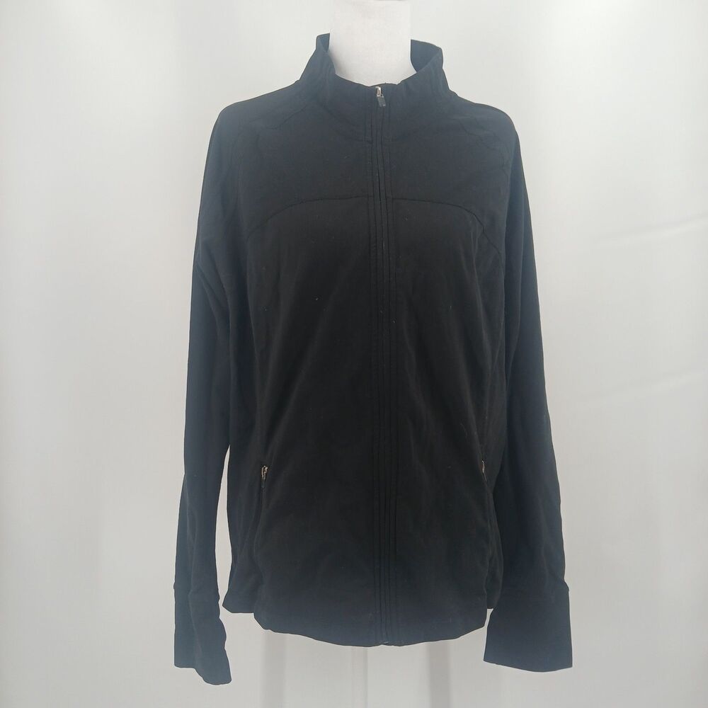 womans gap fit size xl black zip up track jacket athletic wear top